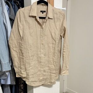 Quince Beige Button-Down Linen Shirt